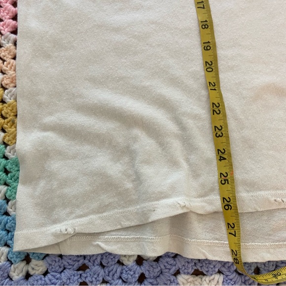 We The Free Rubi Ivory Bone White Distressed Short Sleeve Tee T Shirt XLarge XL - Picture 4 of 13